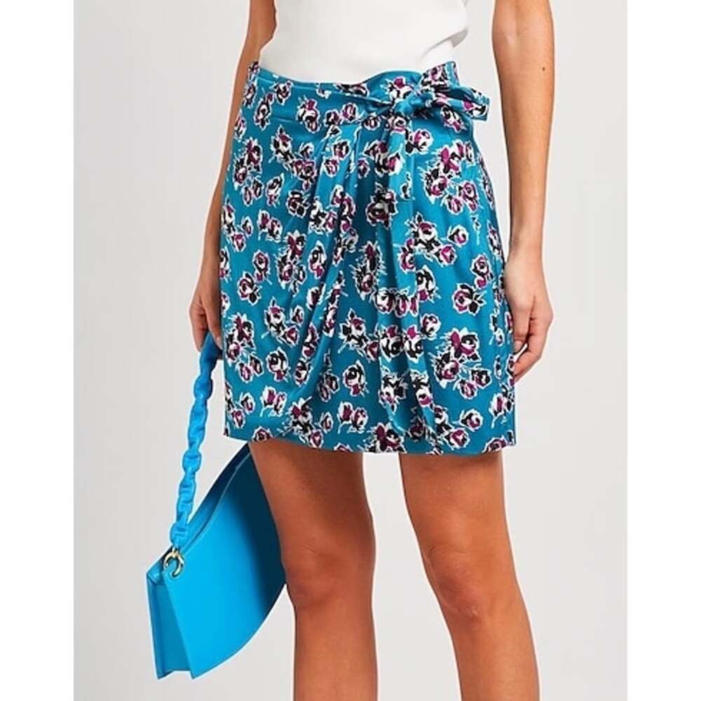 The Kooples Rock Roses silky satin short wrap skirt size 3 s/m NWT MSRP $245